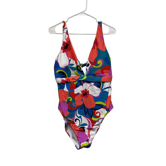 NWT Swimsuit One Piece Size XXL Open back Tropical - Picture 1 of 4